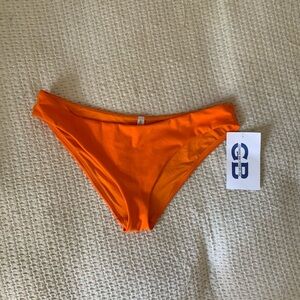 Khy by Kylie Jenner Neon Orange Mid Rise Cheeky Bikini Bottoms Size Large NWT